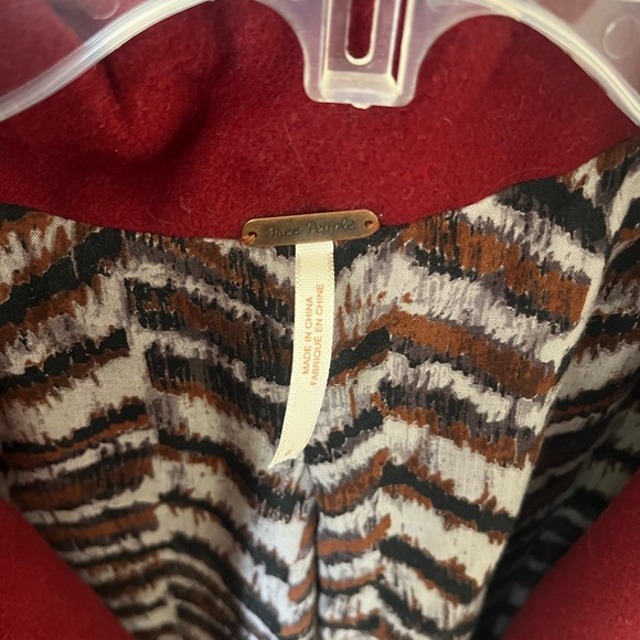 Free People Red Peacoat Pleated Back , Size 6 - Picture 8 of 9